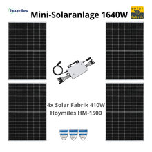 Lade das Bild in den Galerie-Viewer, Balkonkraftwerk 1600W Mini Solaranlage mit Hoymiles HM-1500