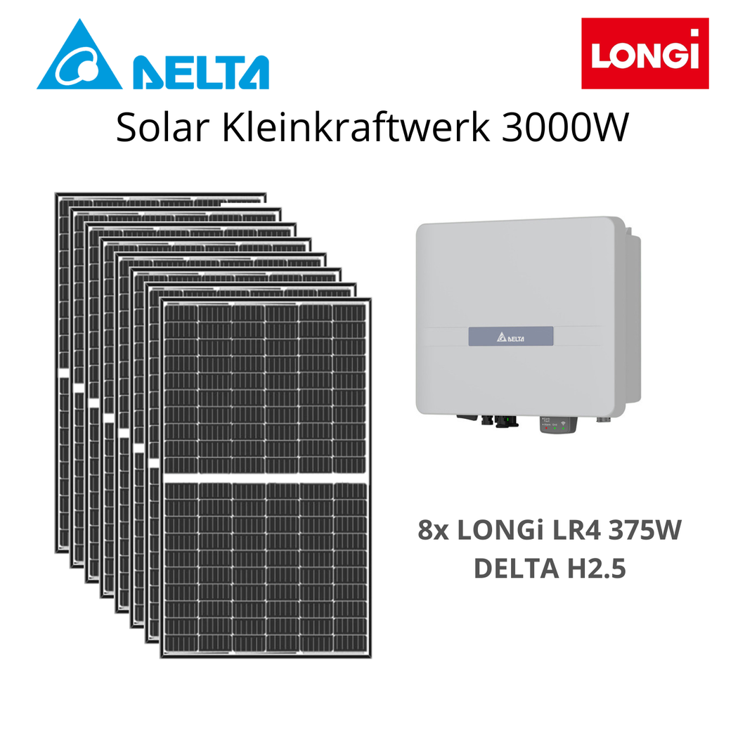 Solar Kleinkraftwerk 3000W mit 2,5kW Wechselrichter