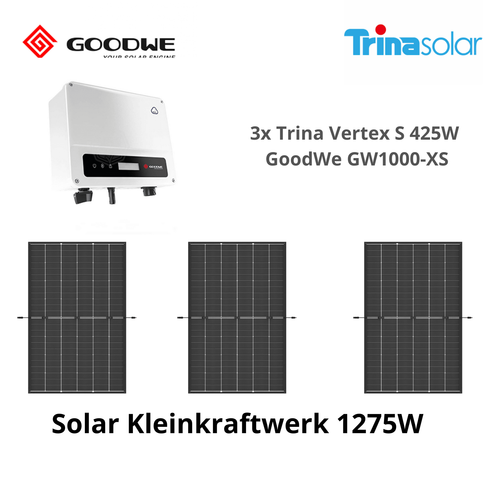 Solar Kleinkraftwerk 1275W mit GW1000-XS und Trina Vertex S 425
