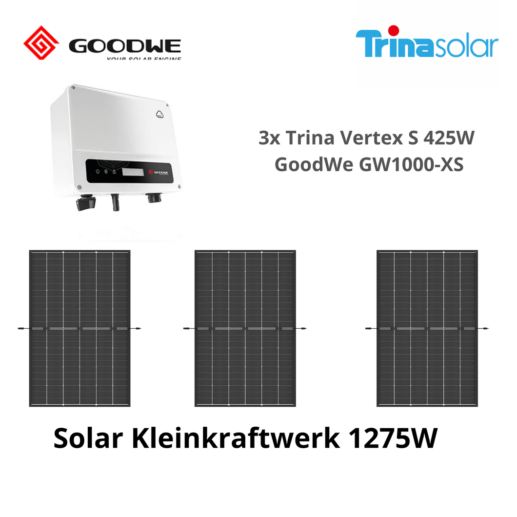 Solar Kleinkraftwerk 1275W mit GW1000-XS und Trina Vertex S 425