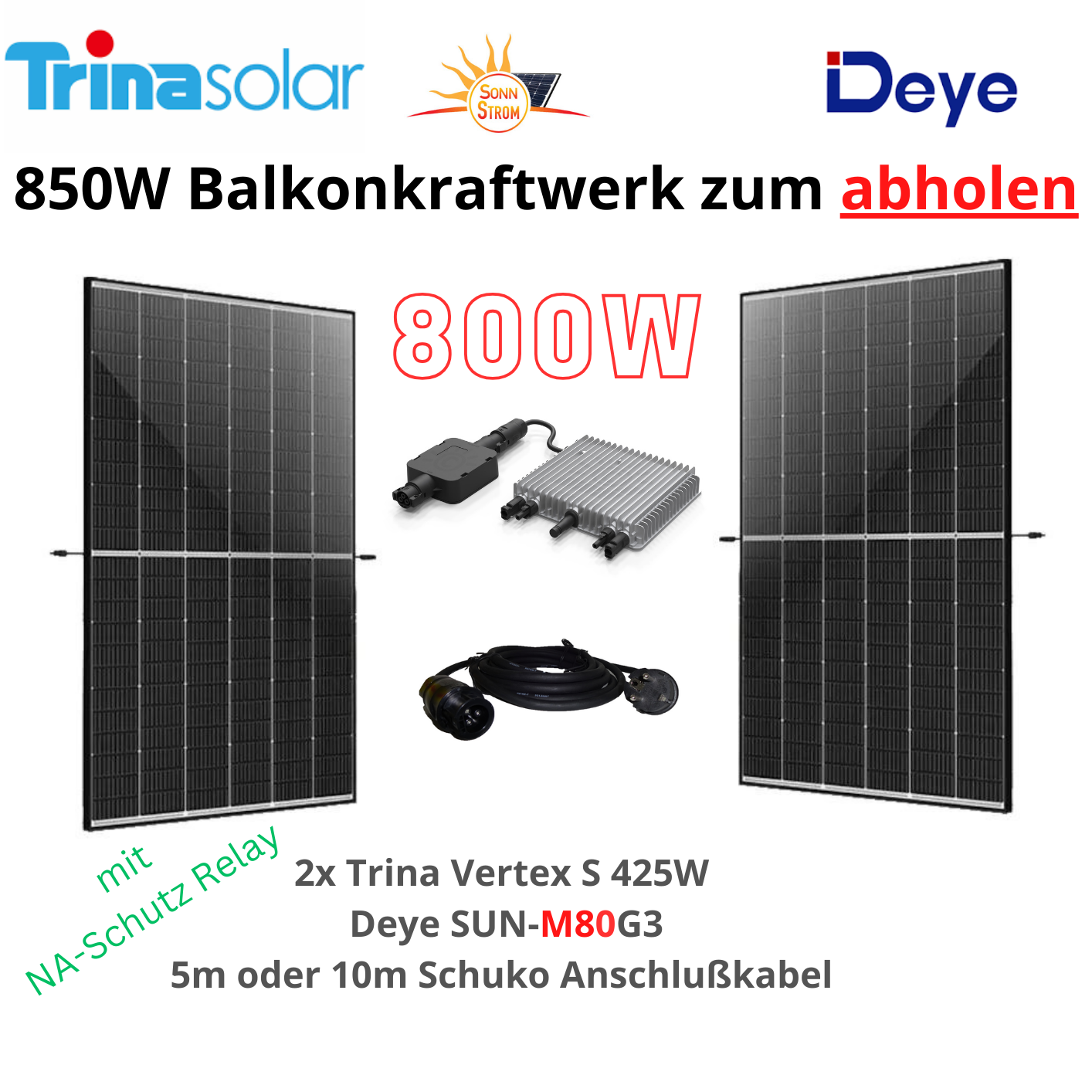 Balkonkraftwerk 800W 2 x JA-Solar 405W + Deye SUN M-80