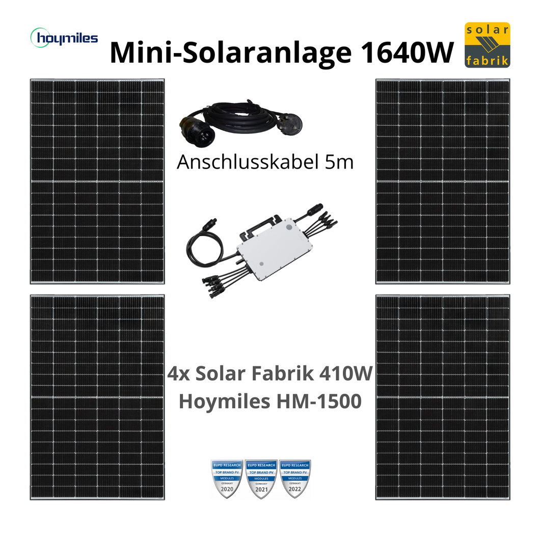 Mini-Solaranlage 1640W | 4x Solar Fabrik | HM-1500