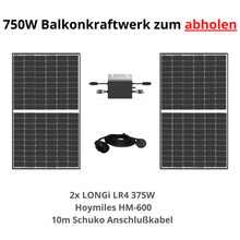Lade das Bild in den Galerie-Viewer, 750W Mini Solar Anlage mit 2x 375W LONGi LR4 Modulen + Hoymiles HM-600 - NUR zur ABHOLUNG
